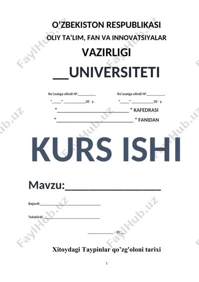 xitoydagi taypinlar qo’zg’oloni tarixi — DOCX