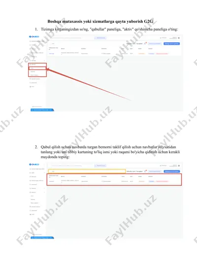 bemorlarni qabul qilish va xizmatlarni qo‘shish tizimi — DOCX