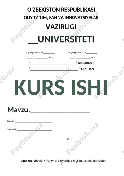 abdulla oripov she’riyatida sevgi-muhabbat mavzulari (referat) — DOCX