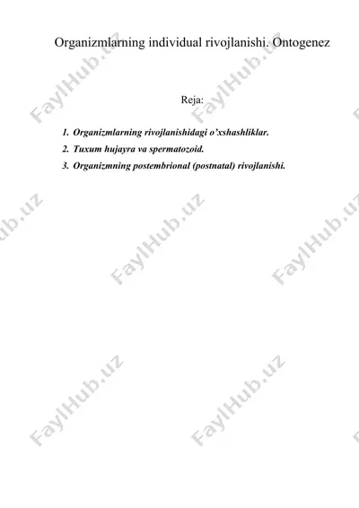 organizmlarning individual rivojlanishi. ontogenez — DOC