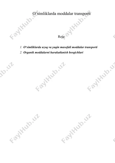 o‘simliklarda moddalar transporti — DOC