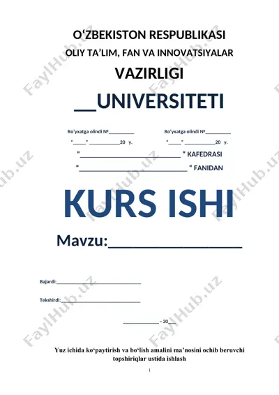 boshlang‘ich sinflarda arifmetik amallarni o‘rganish kurs ishlari — DOCX