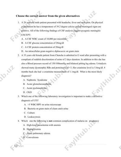 tibbiyot test savollari toʻplami — DOCX