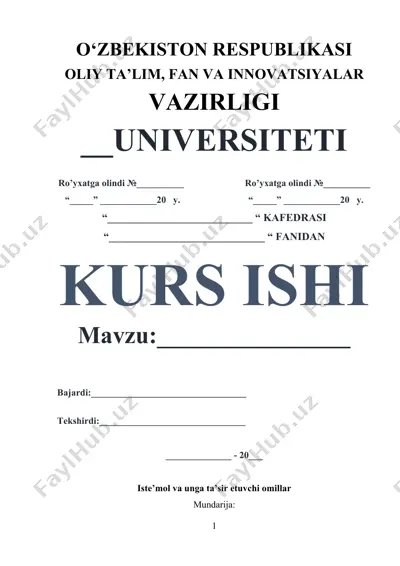 kurs ishi — iste’mol va unga ta’sir etuvchi omillar — DOCX