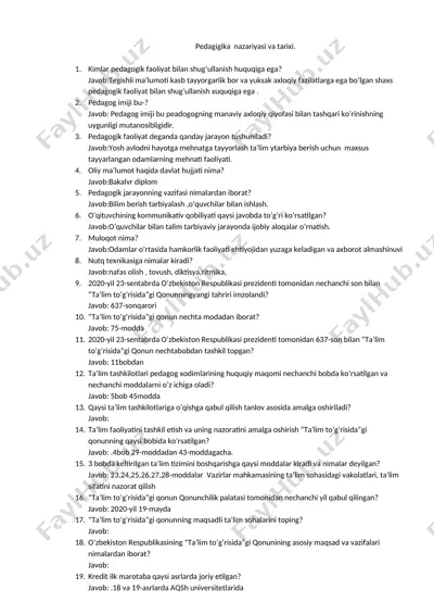 pedagogika nazariyasi va tarixi — DOCX