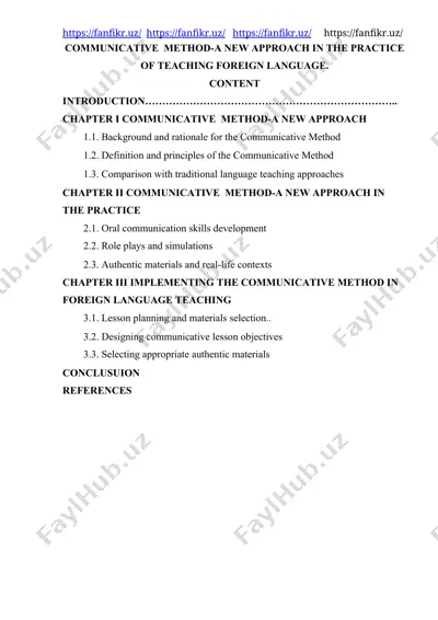 communicative method - a new approach in the practice of teaching foreign language — DOCX