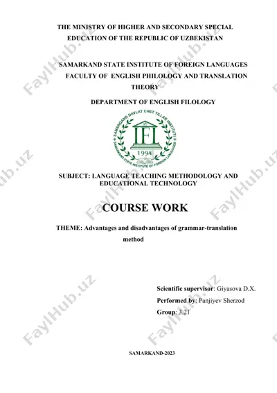 grammar-translation method haqida kurs ishi — DOCX