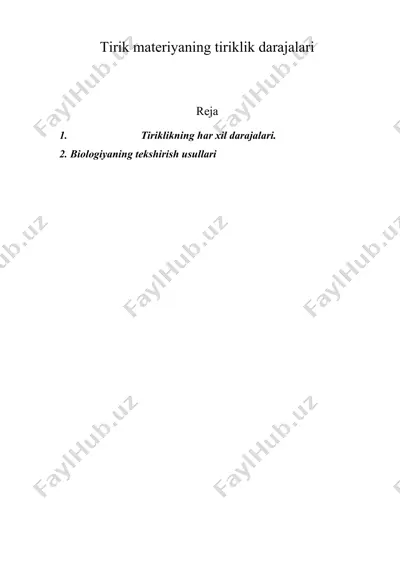 tirik materiyaning tiriklik darajalari — DOC