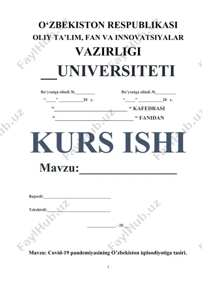 covid-19 pandemiyasining o’zbekiston iqtisodiyotiga tasiri — DOCX