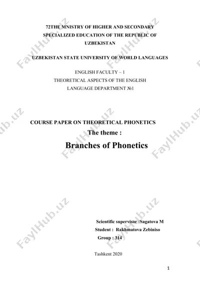 kurs ishi: theoretical aspects of the english language - branches of phonetics — DOCX
