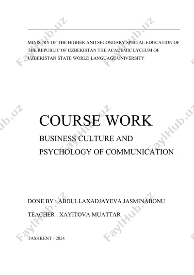 kurs ishlari: business culture and psychology of communication — DOCX