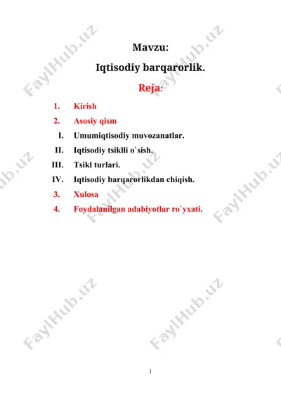 iqtisodiy barqarorlik — DOCX