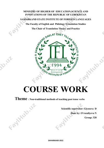 non-traditional methods of teaching past tense verbs — DOCX