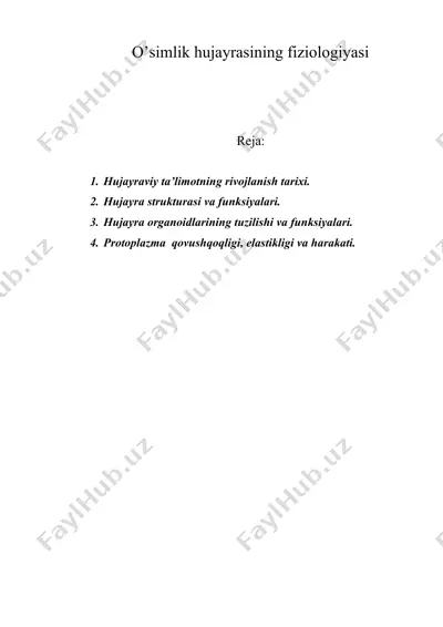o’simlik hujayrasining fiziologiyasi — DOC