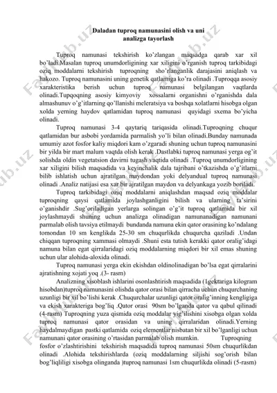 tuproq namunasi olish va analiz qilish usullari — DOCX