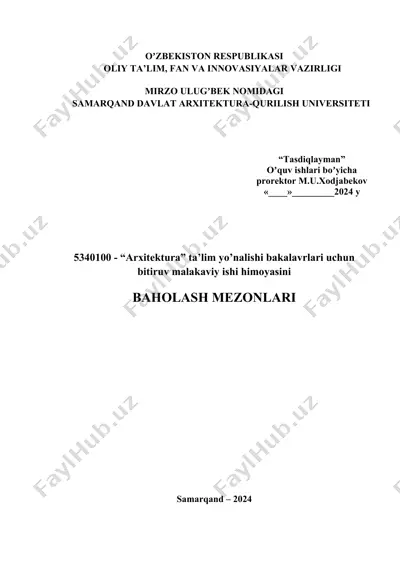 bitiruv malakaviy ishi himoyasi - arxitektura ta’lim yo’nalishi uchun — DOCX