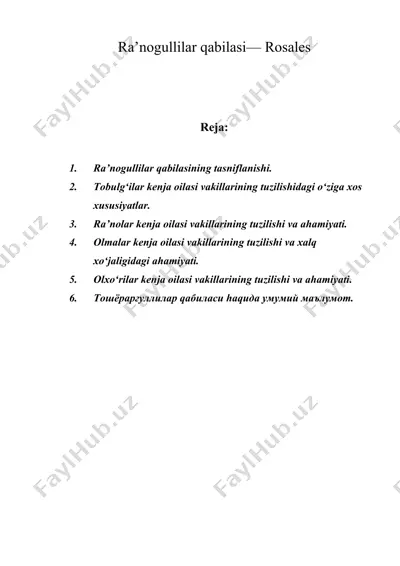 ra’nogullilar qabilasi— rosales — DOC