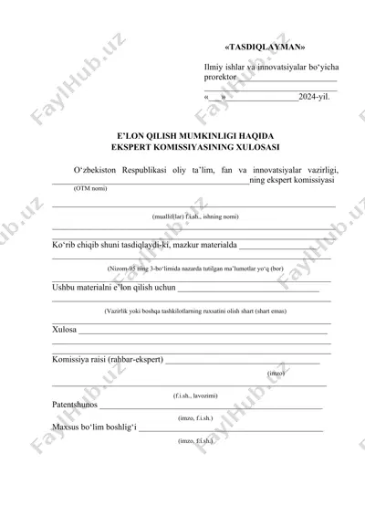 ekspert komissiyasining xulosasi haqida hujjat — DOCX