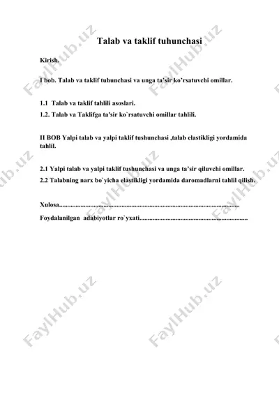 talab va taklif tushunchasi — DOCX