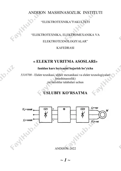 elektr yuritma asoslari fanidan kurs loyihasi — DOCX