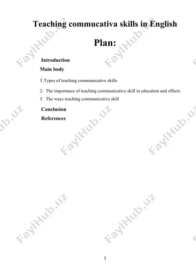 teaching communicative skills in english — DOCX