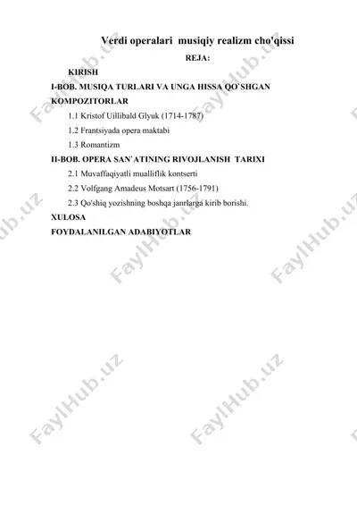 verdi operalari musiqiy realizm cho'qissi — DOCX