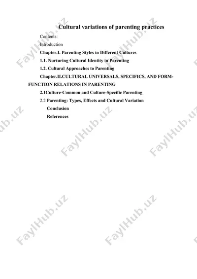 cultural variations of parenting practices — DOCX
