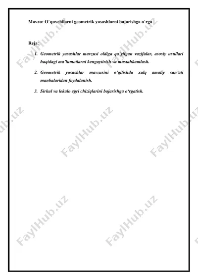 geometrik yasashlar mavzusida o‘quvchilar uchun metodik qo‘llanma — DOCX