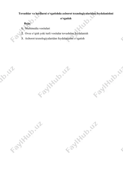 tovushlar va harflarni o‘rgatishda axborot texnologiyalaridan foydalanishni o‘rgatish — DOCX
