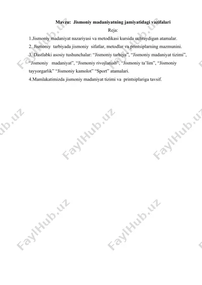 jismoniy madaniyatning jamiyatdagi vazifalari — DOCX