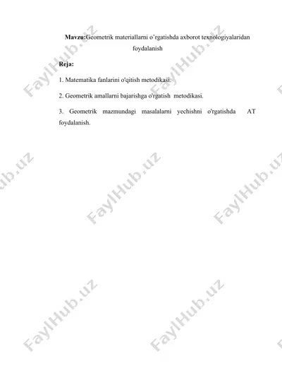 geometrik materiallarni o’rgatishda axborot texnologiyalaridan foydalanish — DOCX