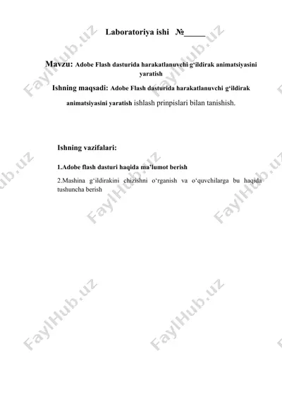 adobe flash dasturida harakatlanuvchi g‘ildirak animatsiyasini yaratish — DOCX