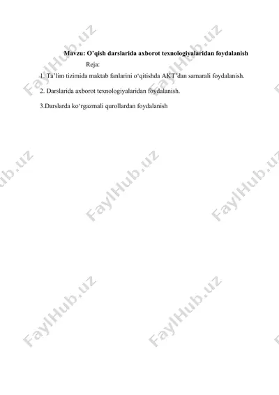 o’qish darslarida axborot texnologiyalaridan foydalanish — DOC