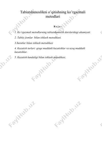 tabiatshunoslikni o’qitishning ko’rgazmali metodlari — DOC