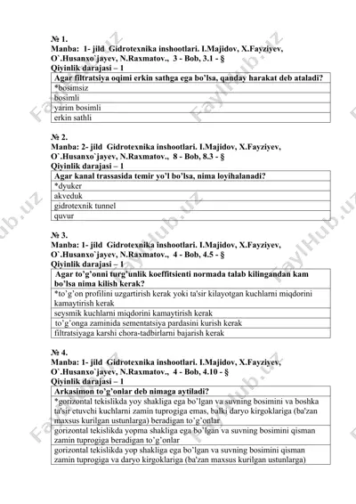 gidrotexnika inshootlari — DOCX