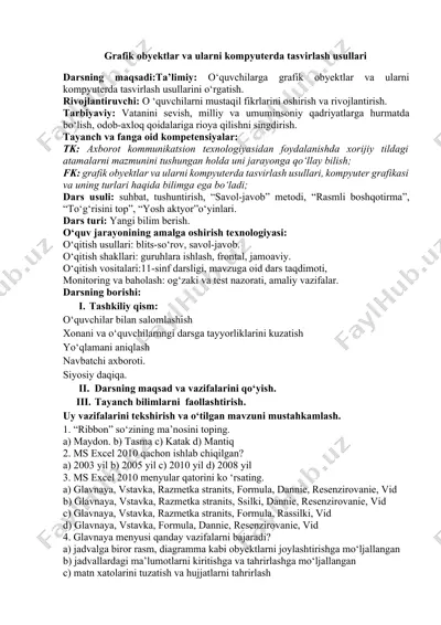 grafik obyektlar va ularni kompyuterda tasvirlash usullari — DOCX