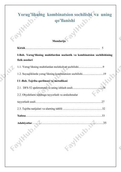 yorug’likning kombinatsion sochilishi va uning qo’llanishi — DOCX