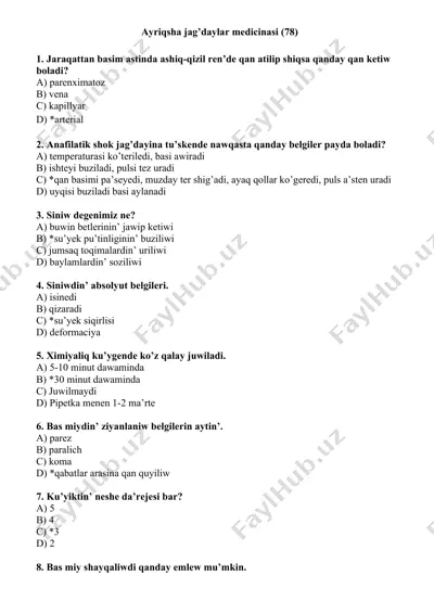 ayriqsha jag’daylar medicinasi (78) — DOCX