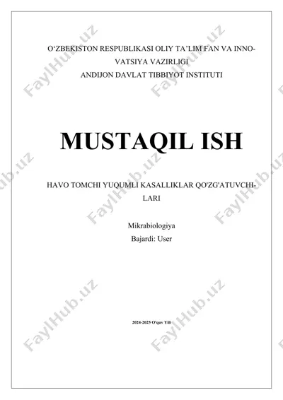 havo tomchi yuqumli kasalliklar qo'zg'atuvchilari — DOCX