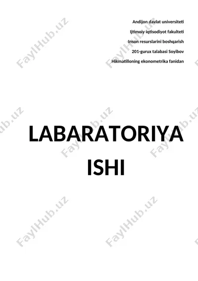 ekonometrika fanidan laboratoriya ishi — DOCX