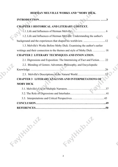 hermen melvillning asarlari va "moby dick" taqdimoti — DOCX