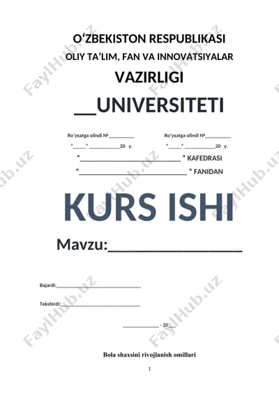 bola shaxsini rivojlanish omillari — DOCX
