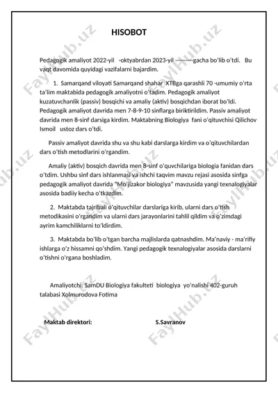 pedagogik amaliyot hisoboti 2022-2023 — DOCX