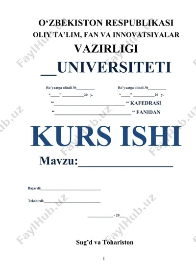 ilk o‘rta asrlar sug‘d va toxariston tarixi bo‘yicha kurs ishi — DOCX