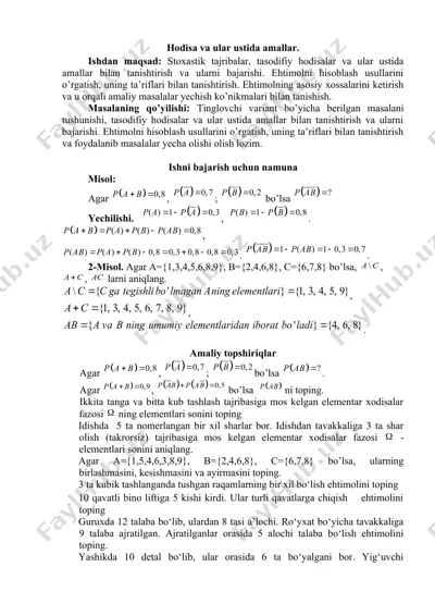 hodisa va ular ustida amallar — DOCX
