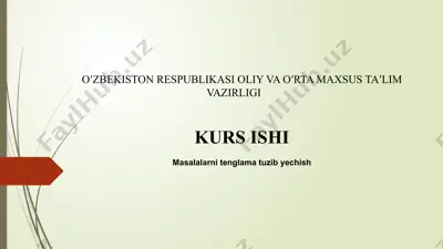 kurs ishi: masalalarni tenglama tuzib yechish — PPTX