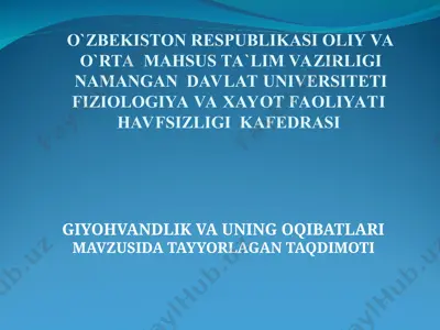 giyohvandlik va uning oqibatlari mavzusida tayyorlangan taqdimot — PPT
