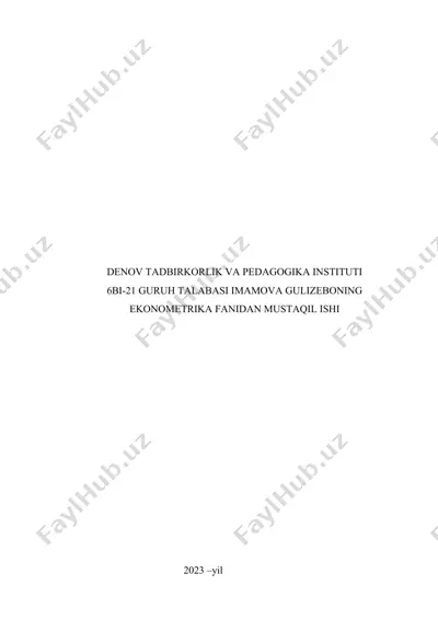 tijorat banklarining kredit portfelini ekonometrik modellar — DOCX