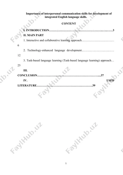 importance of interpersonal communication skills for development of integrated english language skills — DOCX