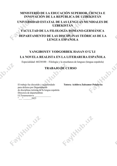la novela realista en la literatura española — DOCX